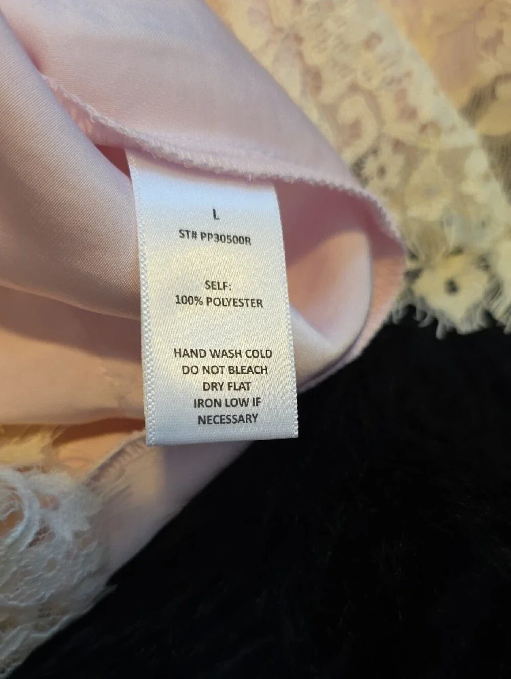 Women's Pink Satin Sleep Shorts with Cream Lace Trim - Picture 4 of 4